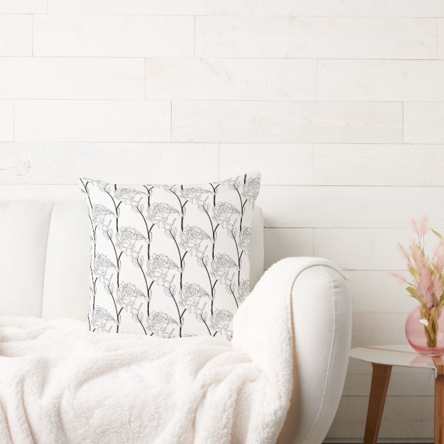 Minimalist Black Patterns on White Background Cushion (Couch)
