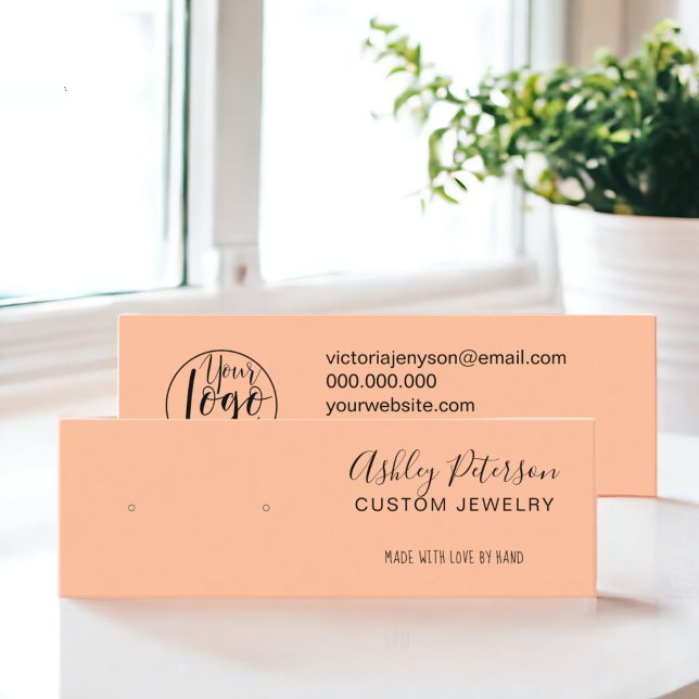Minimalist black peach jewellery earring display mini business card (Minimalist black peach jewelry earring display mini business card)