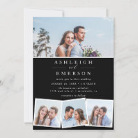 Minimalist Black Photo Collage Wedding