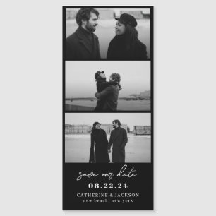 Minimalist Black Photo Strip Wedding Save the Date