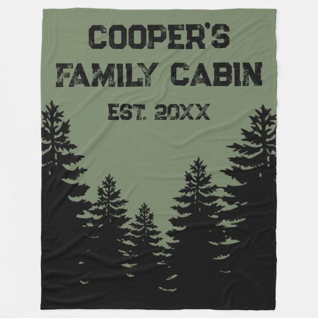Minimalist black pine tree silhouette     fleece blanket (Front)