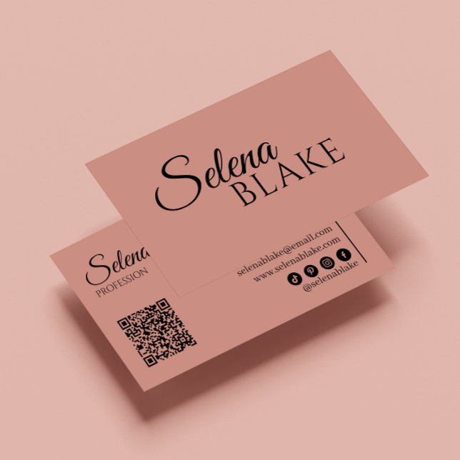 Minimalist Black & Pink | Modern QR Code  Business Card (Creator Uploaded)