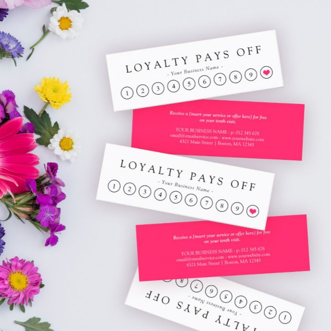 Minimalist Black Pink White Loyalty Punch Card (Creator Uploaded)