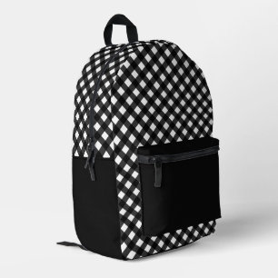 Minimalist Black Plaid Pattern Printed Backpack