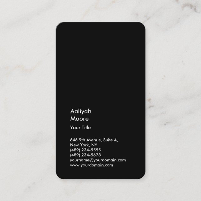 Minimalist Black Plain Modern Professional Business Card (Front)