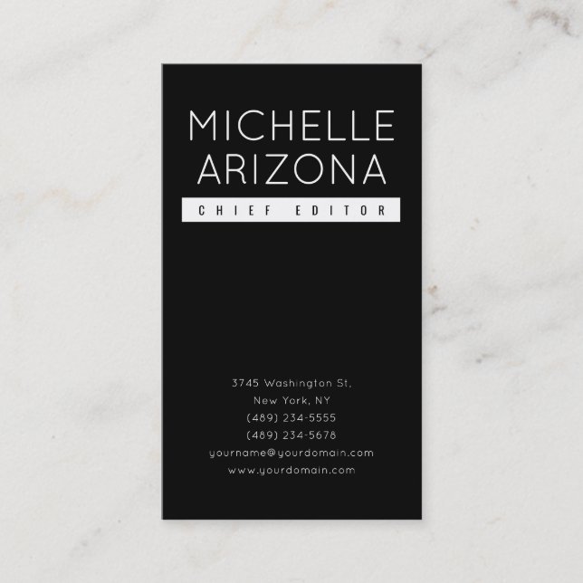 Minimalist Black Professional Modern Business Card (Front)