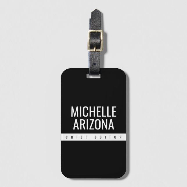 Minimalist Black Professional Modern Luggage Tag (Front Vertical)