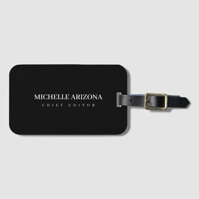 Minimalist Black Professional Modern Luggage Tag (Front Horizontal)