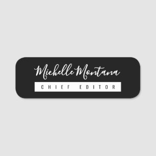 Minimalist Black Professional Modern Name Tag