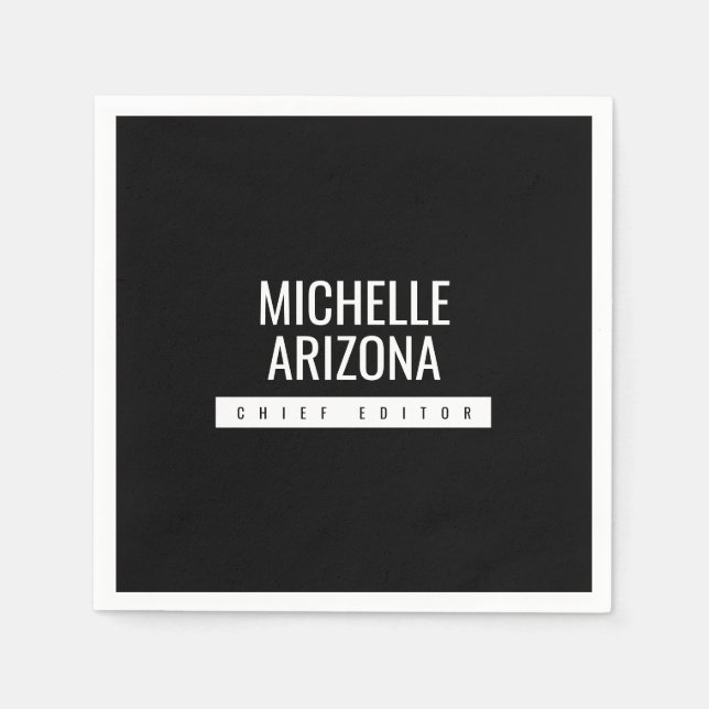 Minimalist Black Professional Modern Napkin (Front)