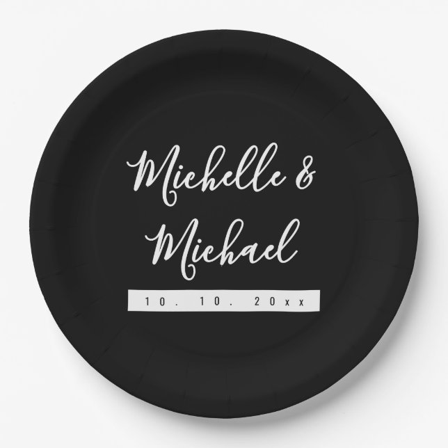Minimalist Black Professional Modern Paper Plate (Front)