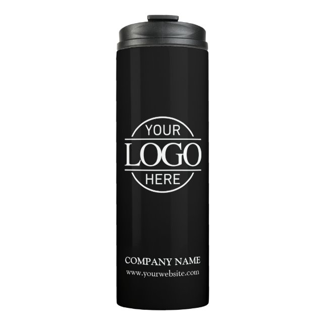 Minimalist Black Promotional Company Business Logo Thermal Tumbler (Front)