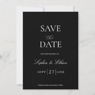 Minimalist Black Save The Date Invitation