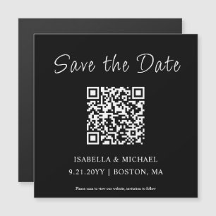 Minimalist Black Save the Date QR Code Magnet