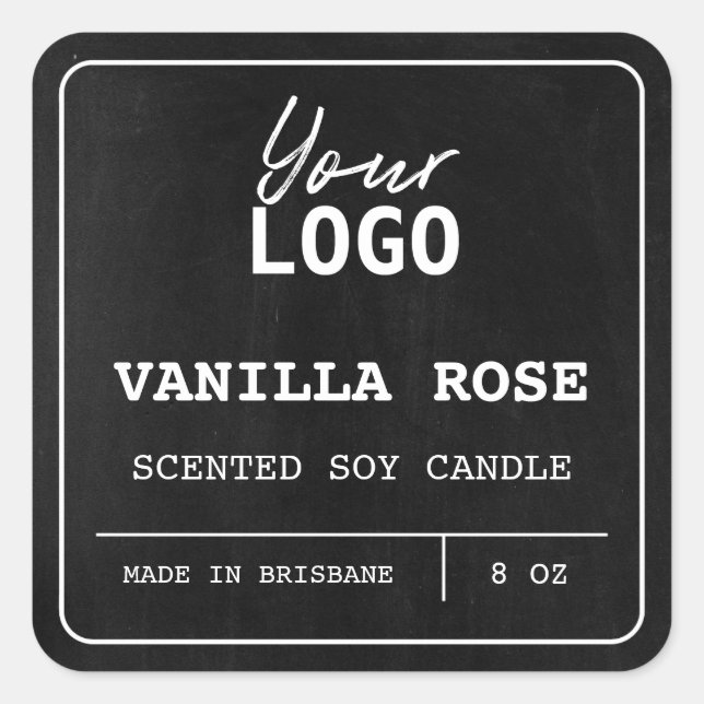 Minimalist Black Scented Soy Candle Logo Labels (Front)
