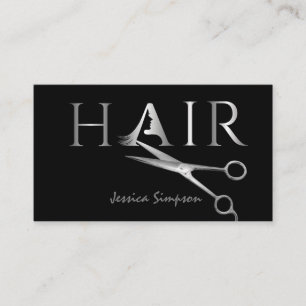 Minimalist black scissors HAIR Appointment Card