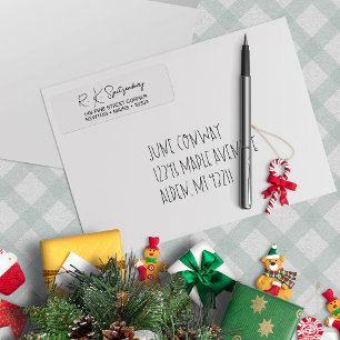 Minimalist Black Script Address Label