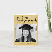 Minimalist Black Script Gold Glitter Graduation