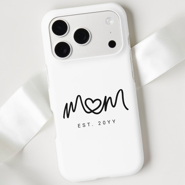 Minimalist Black Script Heart New Mum Established (Minimalist Black Script Heart New Mom Established iPhone Case)