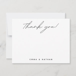 Minimalist  Black Script Personalised  Wedding Thank You Card
