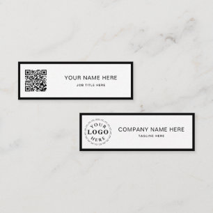 Minimalist Black Script QR White Calling Card