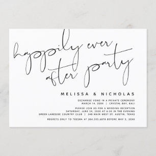 Minimalist Black Script, Wedding Elopement Party Invitation