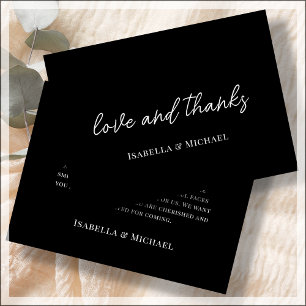 Minimalist Black Script Wedding Thank You Cards