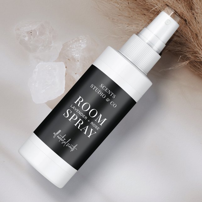 Minimalist Black Simple Room Spray Bottle Product (Stylish spray bottle labels, great for room sprays, linen mists and air fresheners)