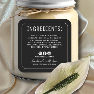 Minimalist black social media ingredients label