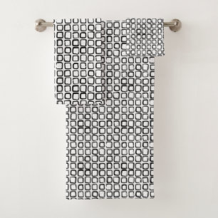 Minimalist Black Square Abstract Pattern Bath Towel Set