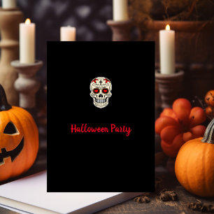 Minimalist Black Sugar Skull Halloween Party Invitation