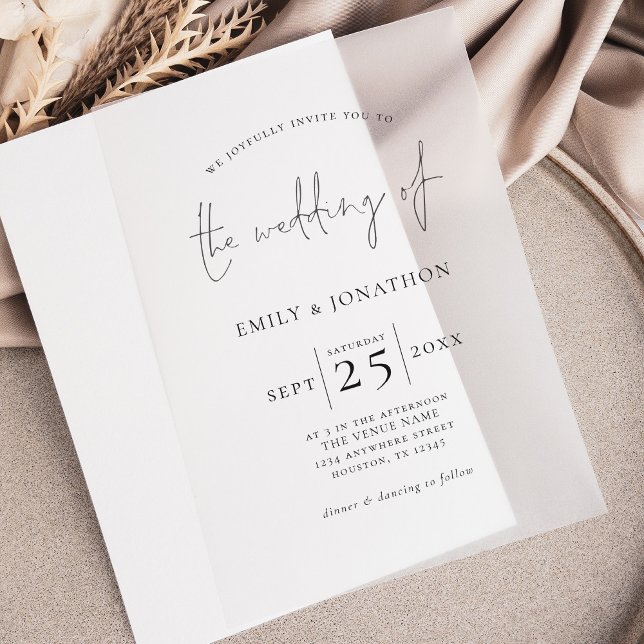 Minimalist Black Text Overlay Wedding Vellum Invitations (Creator Uploaded)