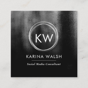 Minimalist Black texture square business card