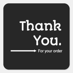 Minimalist Black Thank You Sticker for Business
