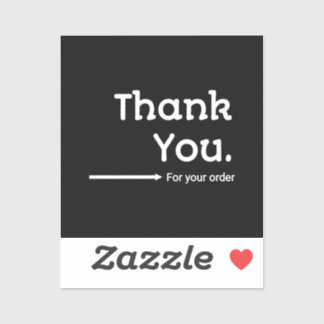Minimalist Black Thank You Sticker for Business