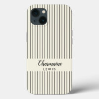 Minimalist black thin stripes personalised tan