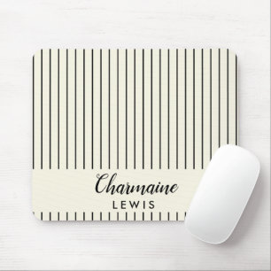 Minimalist black thin stripes personalised tan mouse pad
