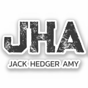 MINIMALIST BLACK THREE LETTER MONOGRAM NAME CLEAR