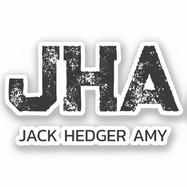 MINIMALIST BLACK THREE LETTER MONOGRAM NAME CLEAR (Front)