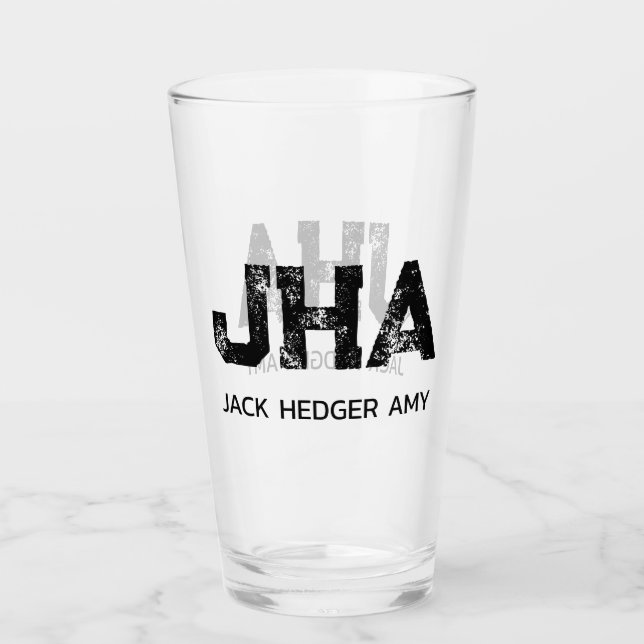MINIMALIST BLACK THREE LETTER MONOGRAM NAME CLEAR GLASS (Front)