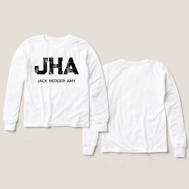 MINIMALIST BLACK THREE LETTER MONOGRAM NAME WHITE (Design Front & Back)