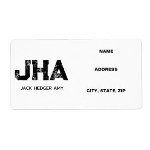 MINIMALIST BLACK THREE LETTER MONOGRAM NAME WHITE