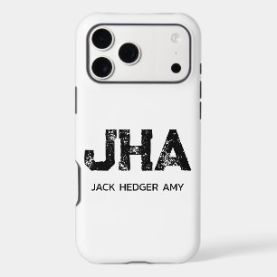 MINIMALIST BLACK THREE LETTER MONOGRAM NAME WHITE