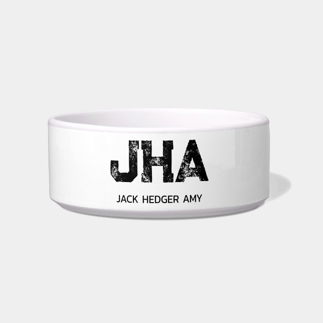 MINIMALIST BLACK THREE LETTER MONOGRAM NAME WHITE BOWL (Front)