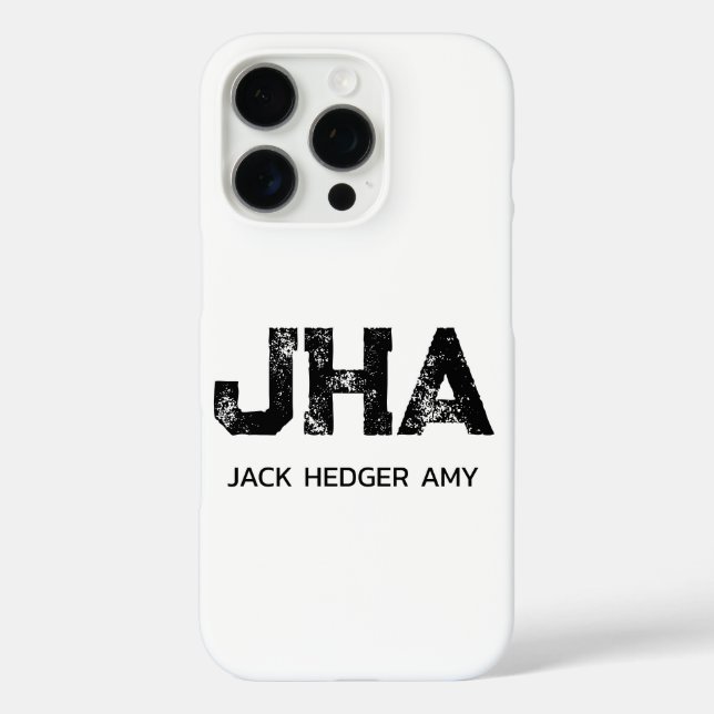 MINIMALIST BLACK THREE LETTER MONOGRAM NAME WHITE Case-Mate iPhone CASE (Back)