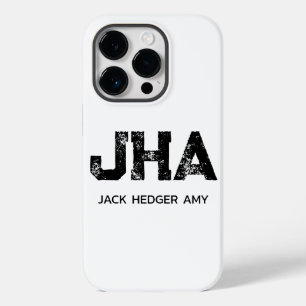 MINIMALIST BLACK THREE LETTER MONOGRAM NAME WHITE Case-Mate iPhone 14 PRO CASE