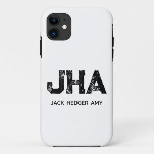 MINIMALIST BLACK THREE LETTER MONOGRAM NAME WHITE Case-Mate iPhone CASE