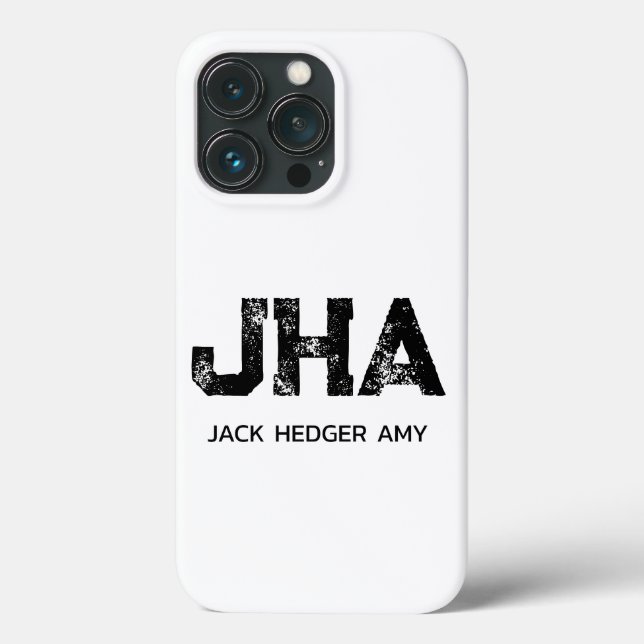 MINIMALIST BLACK THREE LETTER MONOGRAM NAME WHITE Case-Mate iPhone CASE (Back)