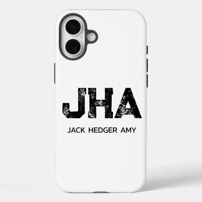 MINIMALIST BLACK THREE LETTER MONOGRAM NAME WHITE Case-Mate iPhone CASE (Back)