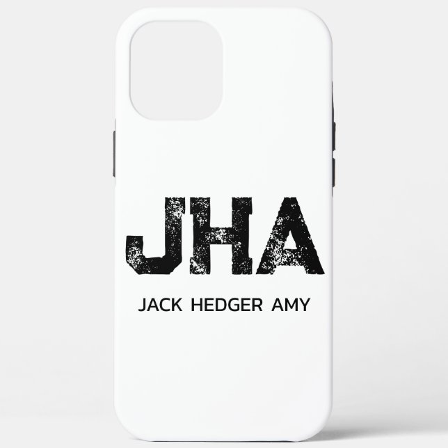 MINIMALIST BLACK THREE LETTER MONOGRAM NAME WHITE Case-Mate iPhone CASE (Back)